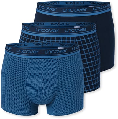Uncover by Schiesser 3 Pack Shorts Heren Onderbroek - blauw - UNCOVER Cotton