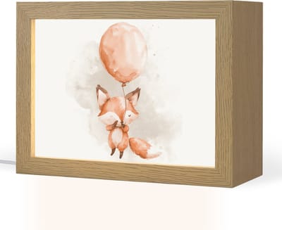 Nachtlampje 20x15 cm - Kinder lampje - Vos - Pastel kleuren - Dier - Tafellamp kinderkamer - Slaapkamer lamp - Bedlamp kinderen - Kinderlampje stopcontact - Wandlamp babykamer - Nachtlampjes