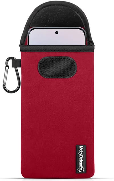 MobyDefend Hoesje - Geschikt voor Motorola Edge 70 Fusion - Neopreen Pouch Met Karabijnhaak - Insteek - Riemlus - Rood