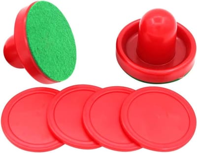 Airhockey Vervangingsset - Pucks en Paddles - Tafelspel Spelen - Hars Materiaal - Set van 8 - Rood