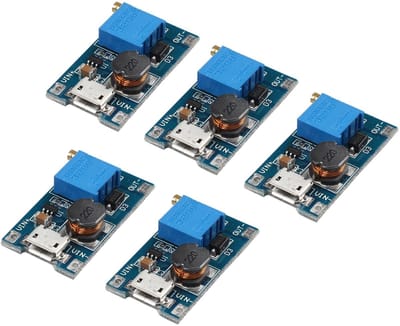 Allecto - Boost Module - DC-DC Step Up Power Module - 2A - 2-24V naar 5V 9V 12V 28V - met Micro USB - ideaal voor Arduino - compacte module