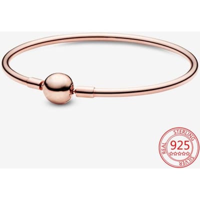 Authentieke 925 Sterling Zilveren Hartvormige Ware Liefde Zilveren Bangle Fit Merk Diy Kralen Bedels Valentijnsdag Armband Geschenken 19 beige