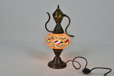 Handgemaakt Turkse Ibrik tafellamp multicolour Oosterse karaf nachtlamp sfeerlamp