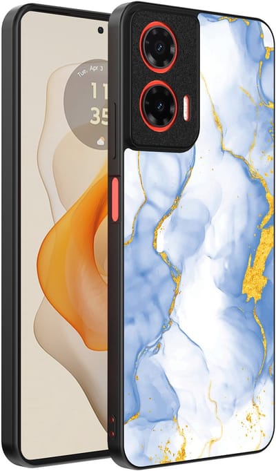 Smartphonica Telefoonhoesje Geschikt voor Motorola Moto G Stylus 2024 met Lichtblauw Goud Marmer Opdruk - TPU Backcover Case Lightblue Gold Marble Design geschikt voor Motorola Moto G Stylus 2024