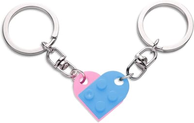 Set van 2 Hart Sleutelhangers - Perfecte Decoratie voor Feestjes en Valentijnsdag, Cadeau voor Vriendin of Vriend in Roze en Blauw