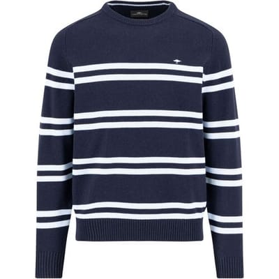 Fynch-Hatton Trui Striped O-Neck Supersoft Cotton Navy / male