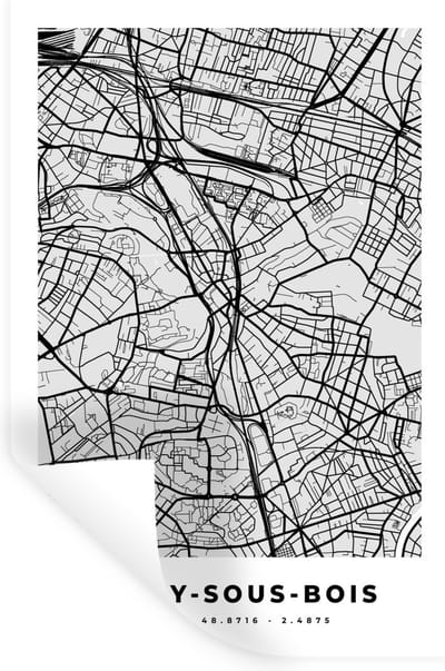 Muurstickers - Sticker Folie - Rosny-sous-Bois - Plattegrond - Frankrijk - Kaart - Stadskaart - 20x30 cm - Plakfolie - Muurstickers Kinderkamer - Zelfklevend Behang - Zelfklevend behangpapier - Stickerfolie
