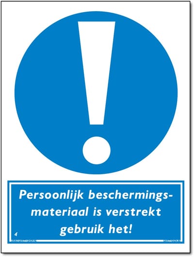 Persoonlijk beschermingsmateriaal verstrekt bord - Forex - 30 x 40 cm