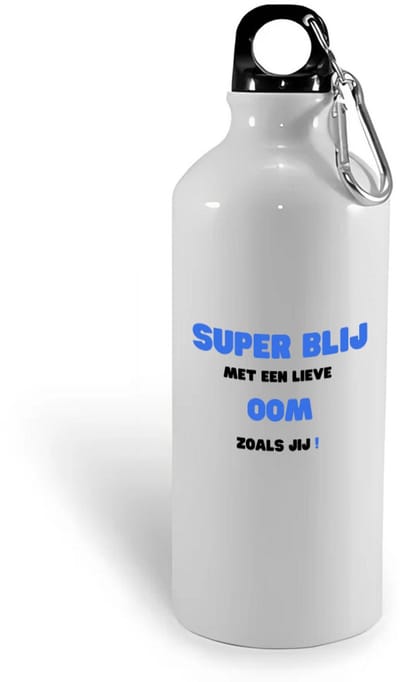 Hacebo® - super blij met een lieve oom zoals jij waterfles - Oom - de liefste oom - verjaardag - cadeautje voor oom - oom artikelen - kado - geschenk - water fles - 400ML