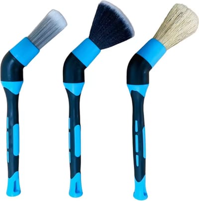 Auto Detailing Brush Set - Interieur Exterieur Velgen Reiniging - Poetsen - Set 3 Kwasten - Multi Cloth - Auto Reiniging- Wassen - Droog Nat - Lak - Blauw