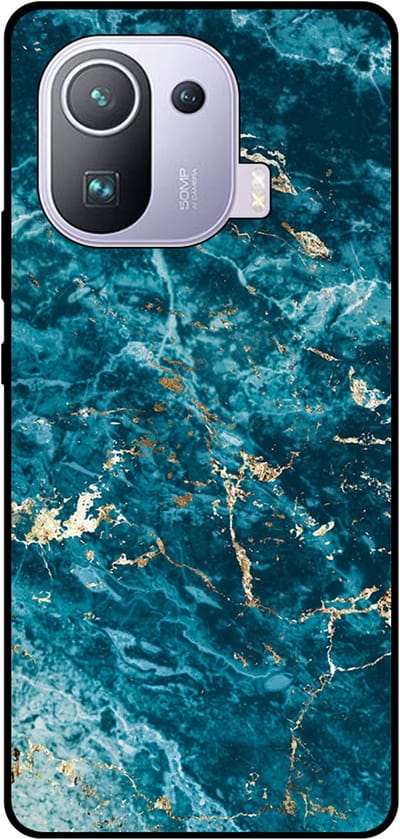Smartphonica Telefoonhoesje Geschikt voor Xiaomi Mi 11 Pro met marmer opdruk - TPU backcover case blue marble design - Blauw geschikt voor Xiaomi Mi 11 Pro
