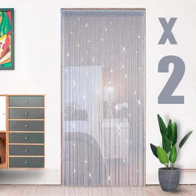 Unyqoos ® Draadgordijn Set van 2 met Glanzend Effect voor Feestelijke Decoratie en Ruimteverdeling