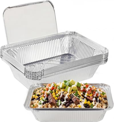 Set van 10 Herbruikbare Aluminium Schalen met Deksel 2250 ml - Ideaal voor Grillen, Bakken en Koken