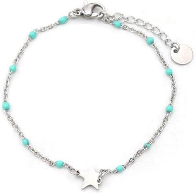 Jomide Armbandje Kralen/Ster - Turquoise - Dames
