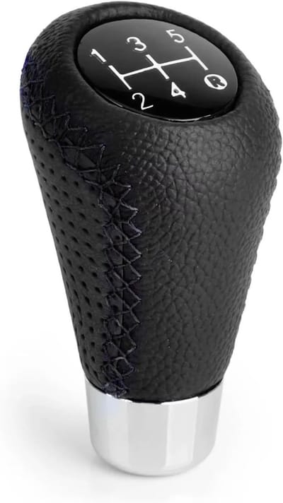 Schakelpook - Handmatige schakelpook - 5-versnellingsbak - schakelpook - handgeschakelde transmissie - leren zwarte stiksels - universele schakelpook (zwart) - Lengte: 9 cm Breedte: 5 cm