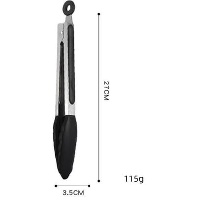 9 inch roestvrijstalen siliconen barbecueklem, voedselklem, keukengereedschap, gebakken biefstuk, toast, barbecuehulpmiddel, voedselklem, keukengadgets gray