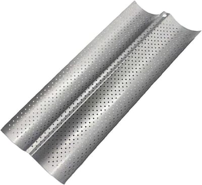 Brood Bakblik - Bakplaat Stokbrood - Brood Bakken - Nonstick Geperforeerd - 38 x 16 cm - Zilver
