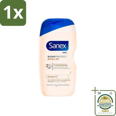 1 x Sanex - BiomeProtect Micellair - Douchegel - Vitaliteit - 0% Sulfaat - Alle Huidtypes - 400 ml- Huid Reinigen - Micellaire Douchegel - 0% Sulfaten - Huidbarrière - Huid Vitaliteit