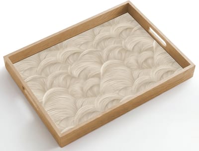 Dienblad hout 50x35 cm - Schootdienblad - Bogen - Patroon - Beige - Borrelplank rechthoek - Plateau dienbladen