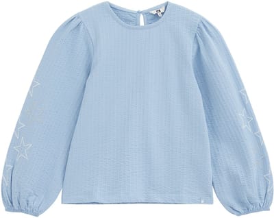 WE Fashion Meisjes seersucker blouse met embroideries