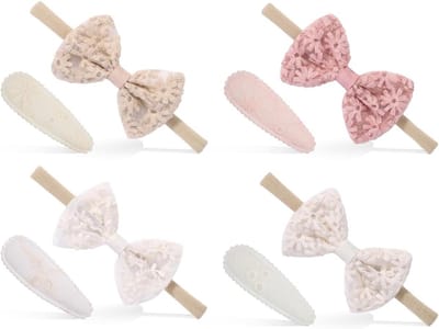 8-delige set haarbanden voor meisjes met haarspelden, elastische turbans met strikken en haaraccessoires