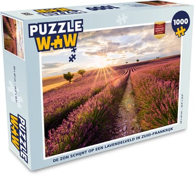Puzzel De zon schijnt op een lavendelveld in Zuid-Frankrijk - Legpuzzel - Puzzel 1000 stukjes volwassenen