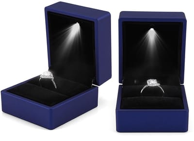 Dailygoods- Ringendoos met Binnenverlichting - Huwelijksaanzoek - Sieradenopbergdoos - Fluwelen Geschenkdoos - Duurzaam Materiaal - Elegant Ontwerp - Sieradenbox