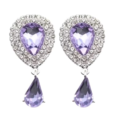 Clip oorbellen- Grace- paars -zilverkleur -strass- geen gaatje- Charme Bijoux