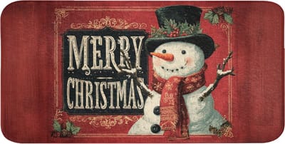 WC mat 120x60 cm - Antislip - Klassiek - Kerstgroet - Sneeuwpop - Rood - Toiletmat - Vloermat - Douchemat - Toilet tapijt - Toiletmatten