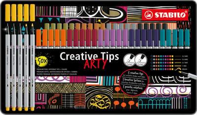 STABILO Creative Tips - Pennenset met diverse puntdiktes - URBAN - ARTY – Etui Met 50 Stuks – Met 10 Verschillende Kleuren