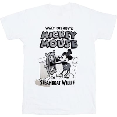 Mickey Mouse Unisex volwassen Steamboat Willie T-shirt M wit