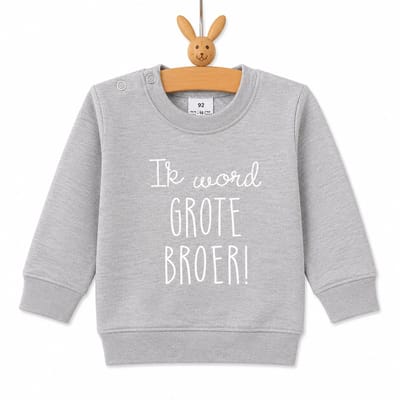 Sweater trui shirt voor kind - Ik word grote broer - Grijs - Maat 74 - Big brother - Familie uitbreiding - Zwangerschap aankondiging