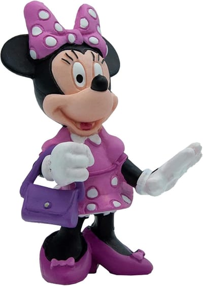 Bullyland 15328 – Speelfiguur en verzamelfiguur Minnie Mouse met tas uit Disney, ca. 7,5 cm – levensecht en detailrijk vormgegeven – ideaal als taartfiguur en klein cadeautje voor kinderen vanaf 3 jaar.