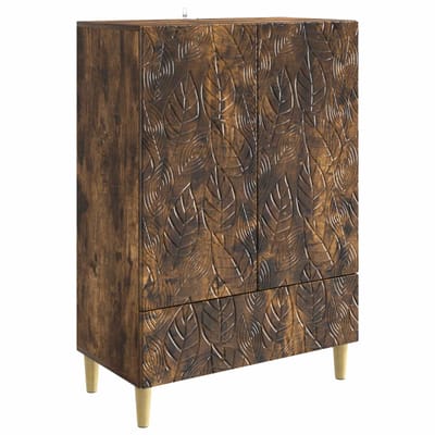 vidaXL - Dressoir - Gerookt - eiken - 66 - x - 34,5 - x - 95 - cm - Bewerkt - hout