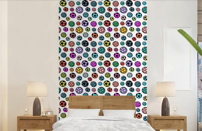 Behang - Fotobehang Patronen - Voetbal - Sport - Jongens - Kinderen - Kids - Breedte 150 cm x hoogte 240 cm