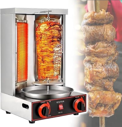 Kebabmachine - Gyros Grill - Thuis Grillen - Automatische Rotatie - 13 pond capaciteit - Zilver