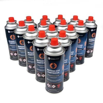 Eurocatch Gas Cartridge - Butaangas - Gasflessen - Gasbussen - Butaan Gasbussen - Navulling - 227g - 16 Stuks - Noodpakket