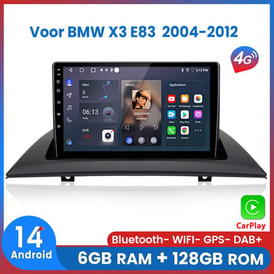 Awesafe Autoradio 6GB+128GB met Carplay en Android auto - Geschikt Voor BMW X3 E83 2004 t/m 2012 - Radio scherm met Navigatie GPS - 8 Kern V1PRO Versie - Draadloos Apple Carplay & Android - 2004 2005 2006 2007 2008 2009 2010 2011 2012