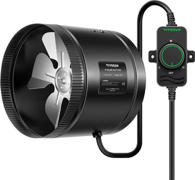 Inline Ventilator 20 cm - Krachtige Afvoerventilator met Snelheidsregeling - Geluidsarm Voor Kweek, Badkamer, Zolder