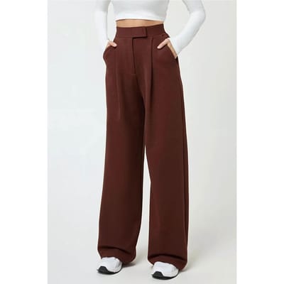 Hoge Taille Elastische Crepe Palazzo Broek