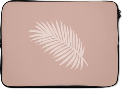 Laptophoes 13 inch - Zomer - Blad - Pastel - Laptop sleeve - Binnenmaat 32x22,5 cm - Zwarte achterkant