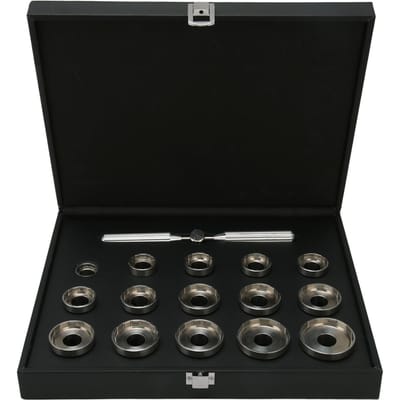 Kit d'ouverture de boîtier arrière de montre, 15 matrices, différentes tailles, en acier inoxydable, pour retirer et réparer le boîtier arrière de la montre black