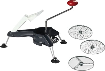 Westmark Roterende groenterasp met 3 schijven, roestvrijstalen messen, Schnitzel Mouli, antraciet/zilver/rood, 11712260