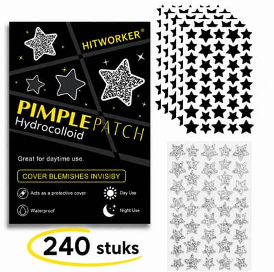Hitworker - Zwarte Acne- en of puistpleister- met Hydrocolloïd en tea tree olie - 240 stuks