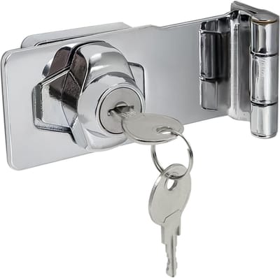 Zinc Alloy Deurslot van 10.5 cm, Veiligheidsslot met Haak en Draaisleutel voor Kasten en Poorten, Zilverkleurig Deurslot voor Meubels en Garages
