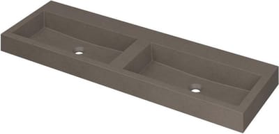 INK Momento wastafel - 140x45x9cm - 2 wasbakken - 0 kraangaten - Quartz beton