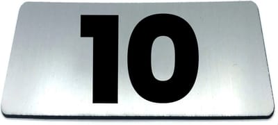 Nummerplaatje 10 - 80 x 50 x 1,6 mm - RVS-look geborsteld - Incl. 3M-tape | Nummerbordje - Deur en kamernummer - brievenbusnummers - Gratis verzending - 5 jaar garantie | Gratis Verzending
