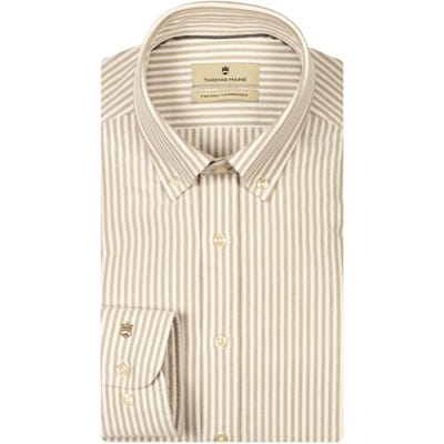 Thomas Maine Overhemd Torino Button-Down Oxford Stripe Zand / male
