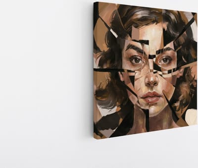 Saammp Canvas Schilderij - Vrouw gemaakt uit stukken - abstract - 20x20 - Foto op canvas - Wanddecoratie - Muurdecoratie Woonkamer - Slaapkamer decoratie - Canvas Print