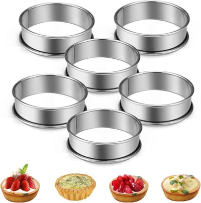 Bakvormen - 12 Stuks Taartringen - bakringen 8 cm - Anti-aanbak mousse ring cakevorm - Ronde Bakvormen van Roestvrijstaal met Dubbele Krulrand - Geschikt voor Taarten Gebak Koekjes en Sandwiches（ 8.5*2.5cm ）